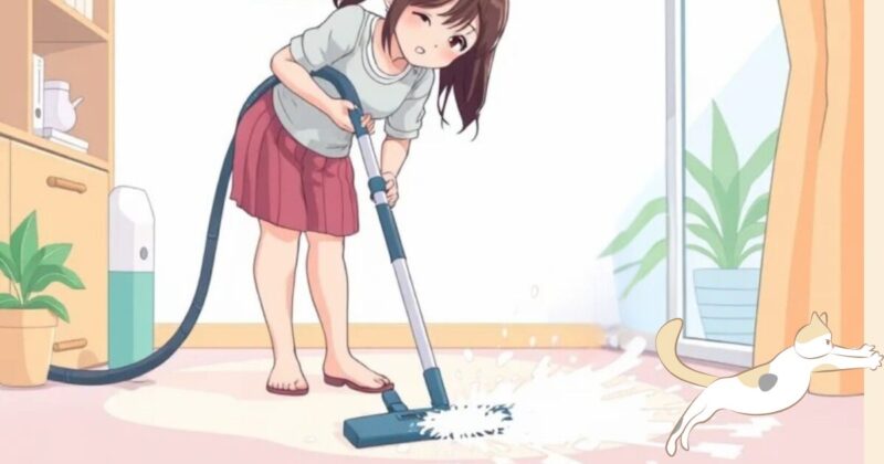 掃除をする飼主