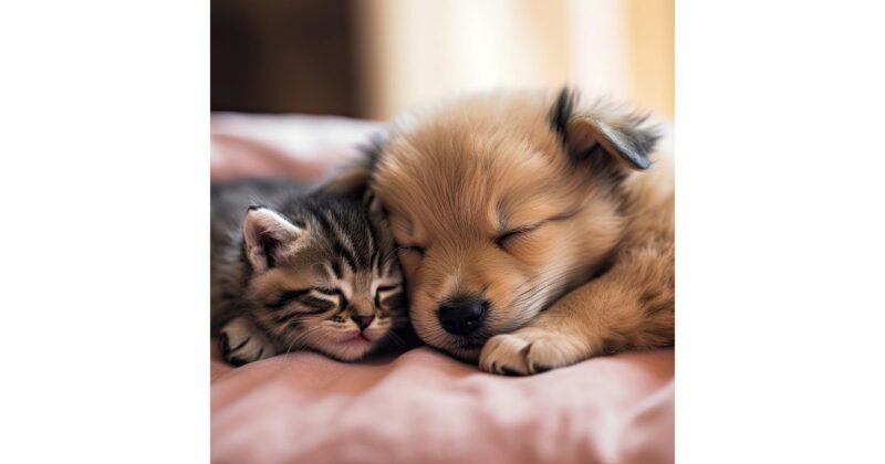 犬と猫のお昼寝